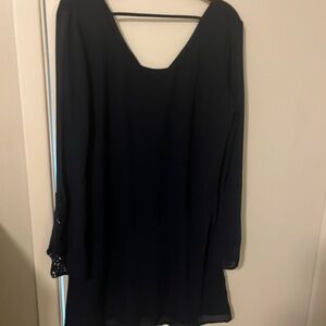 Navy bell sleeve flowy dress NWT